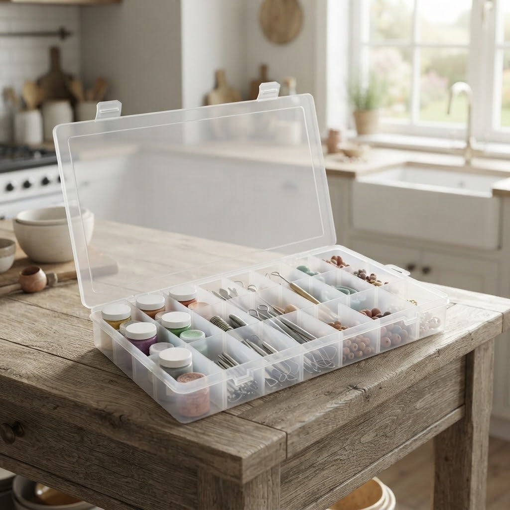 36-Grid Clear Pottery Storage Box, Moisture-Retaining Palette Container for Glaze, Slip & Small Craft Accessories