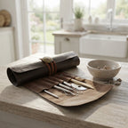 Leather & Felt Pottery Tool Roll, Ceramic Sculpting Tool Organizer Bag for Trimming Tools, Needles & Carving Knives