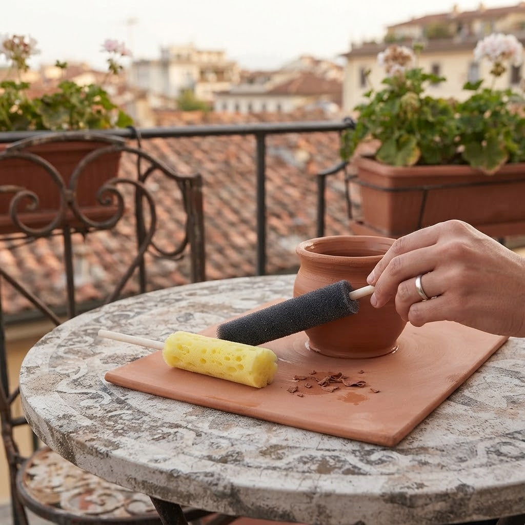 Ceramic Clay Smoothing Sponge forSlender Cylindrical Solid Pottery Sponge Stick, Fine Detail Sponge for Cleaning Clay Holes, Burrs & Excess Slip Wet Clay Hole Finishing & Edge Cleaning, Professional Pottery Repair Sponge